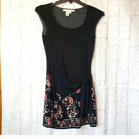 STUDIO M PETITE Popover Scoopneck Wrap-look Floral Dress Small Petite - Picture 1 of 7